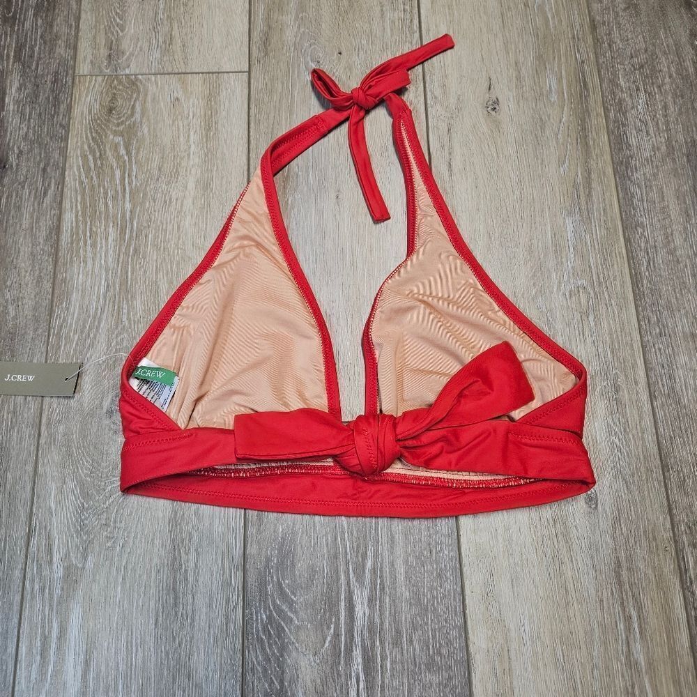J. Crew Red Halter Tie Back Bikini Top Women's Small Swim Separates Beach Summer - Picture 6 of 6